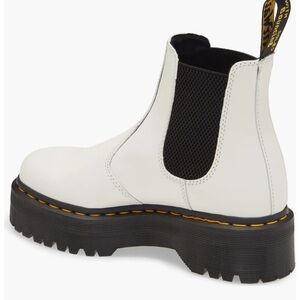 Dr. Martens White Combat Boots with Chunky Sole and Elastic Side Panels